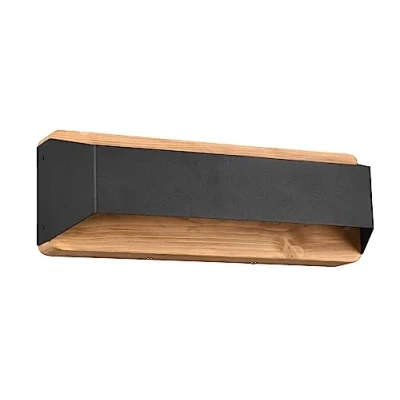 Abbildung von Trio Leuchten LED Wandleuchte Arino 224819132, Metall Schwarz matt, Holz, inkl. 13.5 Watt LED, Switch Dimmer