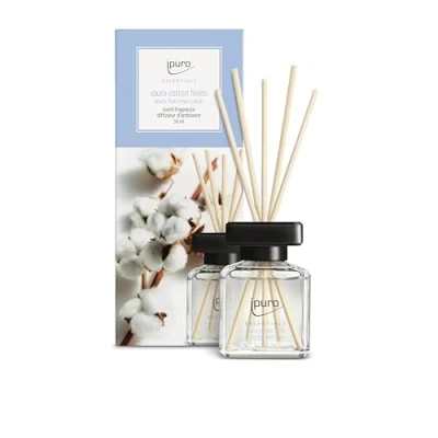 Abbildung von ipuro Essentials Raumduft Cotton Fields 50ml Raumerfrischer mit Sternanis, Vanilleblume &amp; Geranie, Rose, Veilchen, Zedernholz Duft Aroma Diffuser Stäbchen Lufterfrischer für die Wohnung