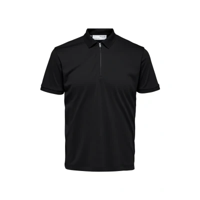 Abbildung von Selected Homme Slhfave ZIP Poloshirt, Herren, Größe: Small, Black