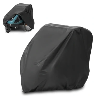 Abbildung von Zamboo Abdeckung für Fahrradanhänger Universal Faltgarage Anhänger (kompatibel mit Thule, Croozer, Qeridoo, Tiggo uvm.) wasserdichte Plane Tasche und Öffnung Fahrrad Schloss Schwarz