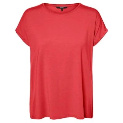Abbildung von VERO MODA Damen Vmava Plain Ss Top Gajrs Noos T Shirt, Cayenne, S