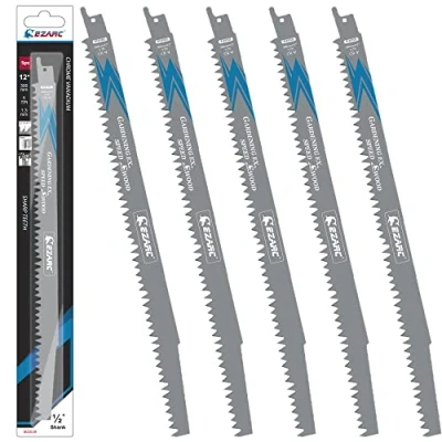 Abbildung von EZARC Säbelsägeblätter Set 5tlg für Holz, Zubehör Säbelsäge, R1231GS schnelle Schnitte 300mm 5TPI(5 Stück)