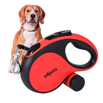 Abbildung von Edipets, Hundeleine, Ausziehbar und Einziehbar, 5 m, 8 Flexibel, für Training Spaziergänge, kleine, mittelgroße große Hunde (Rot, Meter)