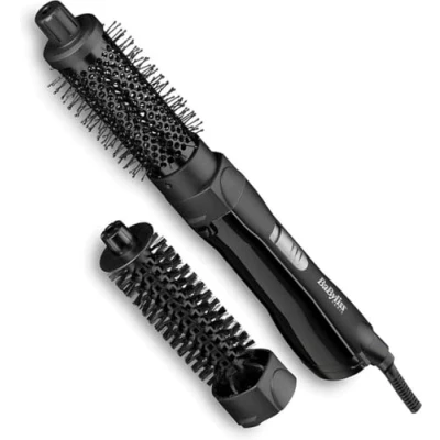 Abbildung von BaByliss Shape und Smooth Wamluftbürste für Kürzere Haare AS82E, 2 Bürstenaufsätze 30mm 20mm, Kühlluftfunktion, 800 Watt Schwarz, 1 Stück (1er Pack)
