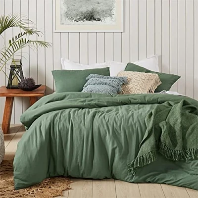 Abbildung von Sedefen Bettwäsche 155x220cm Baumwolle Renforce Grün Dunkelgrün Uni Unifarben Baumwollbettwäsche Set,Bettbezug und 1 Kissenbezug 80x80cm,mit Reißverschluss