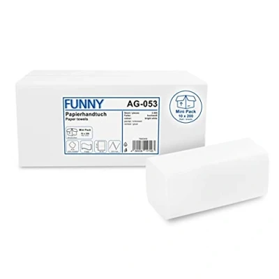 Abbildung von Funny Papierhandtücher 2 lagig, ZZ/V Falz, 24 x 21 cm, hochweiße Handtücher,MINI Pack 2000 Blatt, AG 053