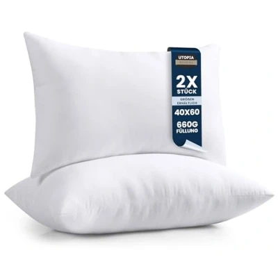 Abbildung von Utopia Bedding 2er Set Kissenfüllung 40 x 60 cm, Innenkissen Füllkissen Kopfkissen Sofakissen (Weiß)