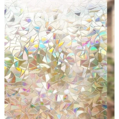Abbildung von rabbitgoo Fensterfolie Blickdicht Selbsthaftende, Sichtschutzfolie Fenster Bunt, 3D Regenbogen Folie 90x200cm Statisch Haftend ohne Klebstoff Anti UV Sonnenschutz für Büro Wohnzimmer