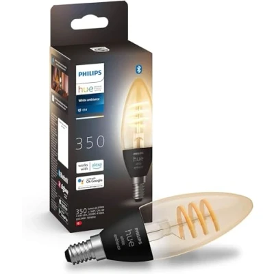 Abbildung von PHILIPS Hue White Ambiance Filament, E14 LED Lampe, dimmbar, 350lm, alle Weißschattierungen, steuerbar via App, kompatibel mit Amazon Alexa (Echo, Echo Dot)