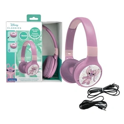 Abbildung von Lexibook, Disney Stitch, Angel Auriculares 2 en 1 con Cable y Bluetooth micrófono Botones de Control, Plegables Ajustables, batería Larga duración, Rosa, HPBT010D1