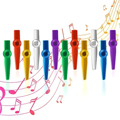 Abbildung von 12Pcs Metall Kazoo,Membran Instrument, Kazoo Membran Musikinstrumente,Metall Kasu Instrument Gitarre Begleiter für Kinder Party Favors Geschenke und Musikliebhaber Anfänger