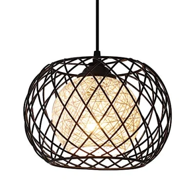 Abbildung von WOWEWA LED Retro Vintage Industrie Hängelampe Moderne Pendelleuchte Schwarz Metall Deckenleuchte E27, wohnzimmer für Innen,Restaurant,Cafe,Bar,Küche,Kinderzimmer