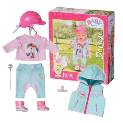 Abbildung von BABY born Deluxe Reiter Outfit mit Hose, Stiefeln und Helm für 43 cm Puppen, 831175 Zapf Creation