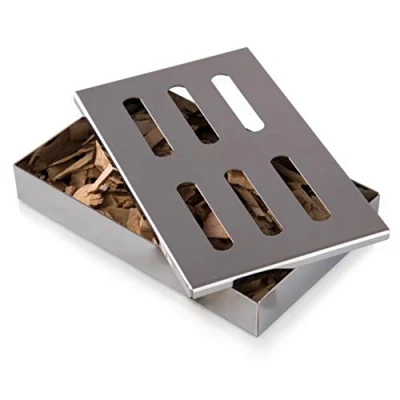 Abbildung von Blumtal Smoker Räucherbox aus rostfreiem Edelstahl Gas Grillzubehör oder Holzkohlegrill, 20x13x3,5cm, Silber