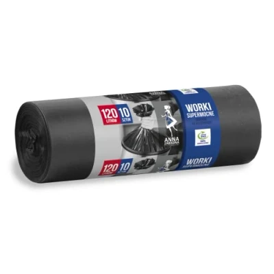 Abbildung von ANNA ZARADNA ST AZ 001972 Müllbeutel Reißfest Super Stark 120l 10 Stück Müllsack Mülltüte Abfallsäcke für Den Hausmüll Büro aus dicker LDPE Regranulatfolie Farbe: Schwarz, 120 l