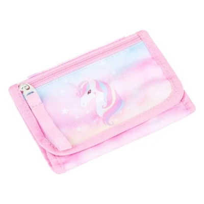 Abbildung von Baagl Brustbeutel Kinder Geldbörse für Mädchen Geldbeutel, Mini Portemonnaie, Kleingeld Münzbörse (Rainbow Unicorn)
