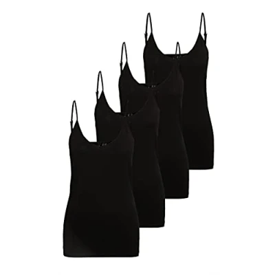 Abbildung von VERO MODA Damen VMMAXI My Soft V Singlet GA 4PACK 10247491. Black/Black &amp; Black Black. M