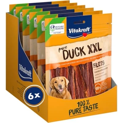 Abbildung von Vitakraft Pure Duck XXL Filet, Hundeleckerli, Entenbrustfiletstreifen, Hunde Trainingsleckerli, ohne Zusatz von Zucker (6x 250g)