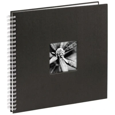 Abbildung von Hama Fotoalbum Jumbo 36x32 cm (Spiral Album mit 50 weißen Seiten, Fotobuch Pergamin Trennblättern, zum Einkleben und Selbstgestalten) schwarz