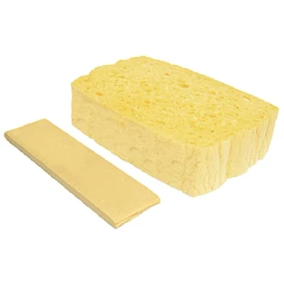 Abbildung von Spontex Quellschwamm aus 100 % biologisch abbaubarer Zellulose, 1 x 10er Pack, in recyceltem und recycelbarem PET Beutel, saugstark, je 135 90 37 mm