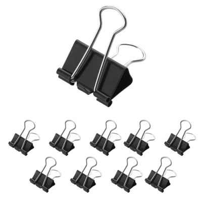 Abbildung von Westcott Foldback Klammern 25mm Schwarz 12 Stück 12er Pack Metall für Dokumente stabile und wiederverwendbare Papierklammern Klemmen Büro Haushalt E 10702 00