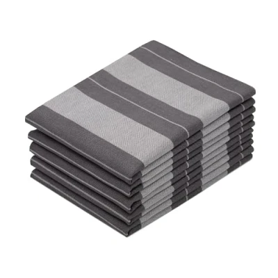 Abbildung von ZOLLNER 5er Set Geschirrtücher Baumwolle in 50x70 cm saugstarke und strapazierfähige Küchentücher waschbar bis 60C Graphit gestreift Gastronomiequalität Oeko Tex® Zertifiziert