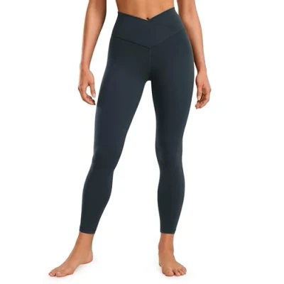 Abbildung von CRZ Yoga Damen Butterluxe Cross Waist Workout Leggings V High Waisted Bauchkontrolle Gym 64cm Echte Marine 40