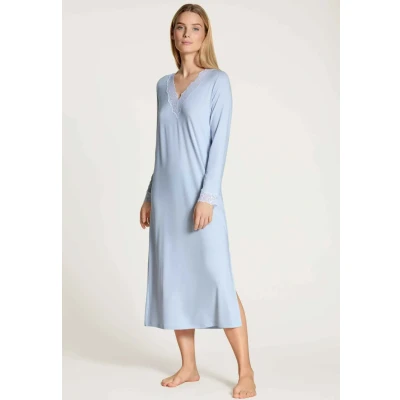 Abbildung von CALIDA Elegant Dreams Langarm Nachthemd Damen, Länge 120cm, mit Spitzendetails, weich &amp; fließend