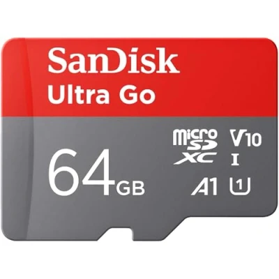 Abbildung von SanDisk 64 GB Ultra Go Micro SDXC Speicherkarte + SD Adapter (Für Android Smartphones und Tablets, bis zu 150 MB/s Lesegeschwindigkeit) A1, Full HD Video, UHS I, Class 10, U1, Für Amazon