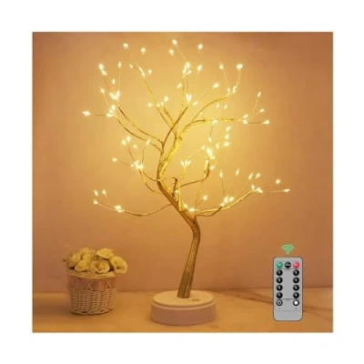 Abbildung von Kinamy Led Lichterbaum, 108 Deko Lampe Leuchtzweige 8 Modi Dimmbar, Baum USB/Batteriebetrieben, Beleuchtete Zweige mit Fernbedienung Timer