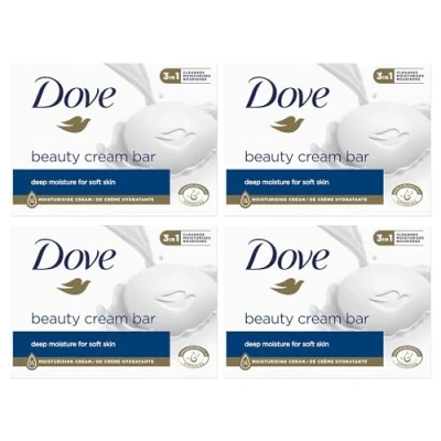 Abbildung von Dove Original 3 in 1 Schönheitscreme Riegel reinigt, spendet Feuchtigkeit und nährt, sulfatfreie Badeseife für weiche glatte Haut, geeignet den täglichen Gebrauch, 4 x 90 g