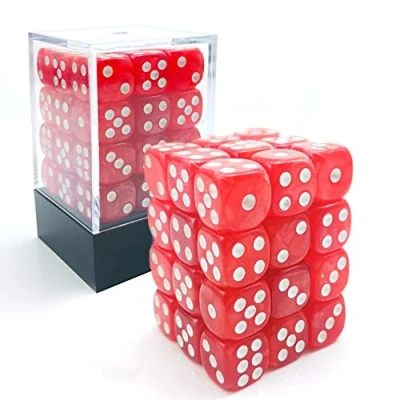 Abbildung von Bescon Würfel w6 12mm 36er Brick Box, Six Sided Die (36) Block of Dice, Marmor Pearl Red
