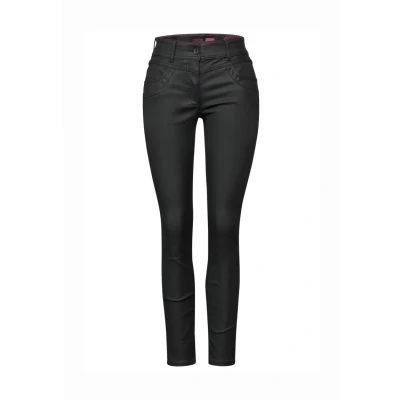Abbildung von Street One Beschichtete Jeans Slim Fit, Damen, Größe: 34x30, Schwarz