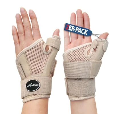 Abbildung von Dr. Arthritis Von Ärzten Entworfen Handgelenk Bandage, Daumenbandage Links/Rechts, Handgelenkstütze mit Daumenschiene/Stabilisierende Handgelenkbandage Daumenortthese [Beigen, Paar]