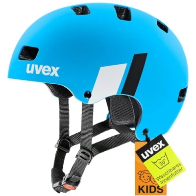 Abbildung von uvex kid 3 cc robuster Fahrradhelm für Kinder individuelle Größenanpassung optimierte Belüftung blue white matt 51 55 cm