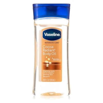 Abbildung von Vaseline Essential Moisture Radiant Kakao Körperöl mit reiner Kakaobutter, 200 ml