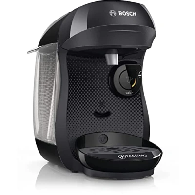 Abbildung von Tassimo Happy Kapselmaschine TAS1002N Kaffeemaschine by Bosch, über 70 Getränke, vollautomatisch, geeignet für alle Tassen, platzsparend, 1400 W, schwarz/anthrazit