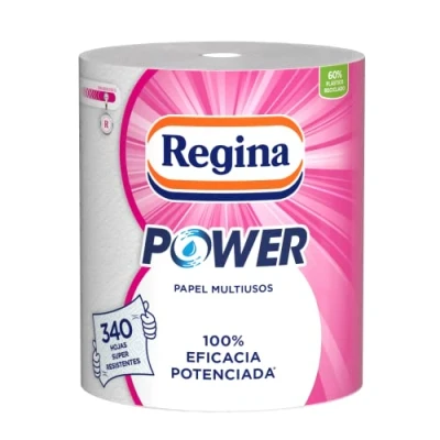 Abbildung von Regina Power Mehrzweckpapier, 1 Rolle, noch länger, 340 Blatt, 2 lagig, ideal für die Reinigung von häuslichen Oberflächen, recycelbare Verpackung, 100% FSC zertifiziertes Papier