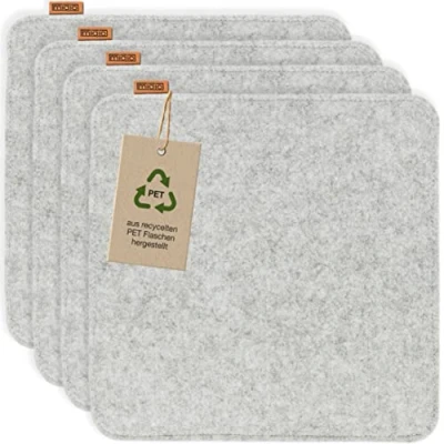 Abbildung von Miqio Design Sitzkissen Rechteckig aus Filz mit Antirutschnoppen Nachhaltig recycelten PET Flaschen 35x35 cm 4er Set Waschbare Stuhlkissen rutschfest Sitzauflage für Bank und Stuhl