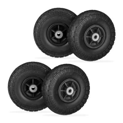 Abbildung von Relaxdays 4X Sackkarrenrad, pannensicher, Vollgummi, 4.10/3.50 4&quot;, Kunststofffelgen, bis 150 kg, 260x85 mm, schwarz