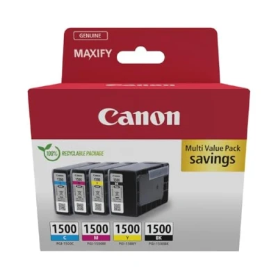 Abbildung von Canon Tinte PGI 1500 C/M/Y/BK Original Farbdruckerpatronen 4er Pack (1 x Schwarz, 1 Cyan, Magenta &amp; Gelb) Kompatibel mit Maxify Druckern