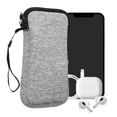 Abbildung von kwmobile Handytasche für Smartphones XXL 7&quot; Neopren Handy Hülle Hellgrau Weiß Tasche 17,7 x 8,5 cm Innenmaße