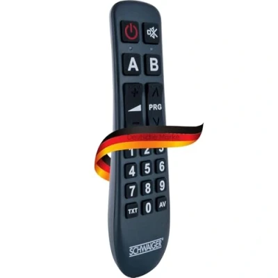 Abbildung von SCHWAIGER UFB1100 533 Universalfernbedienung 20 Tasten Seniorenfernbedienung TV Ersatzfernbedienung vereinfachte Fernbedienung inkl. Batterien