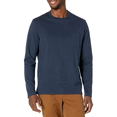 Abbildung von Amazon Essentials Herren Langärmeliges T Shirt, Schmale Passform, Marineblau, S