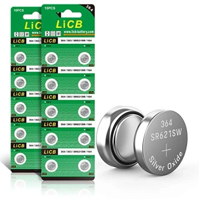 Abbildung von LiCB 20 Stück SR621SW Uhrenbatterie, 364 1,5V Knopfzelle Batterien V364 AG1 LR621 SR 621SW Armbanduhr Batterie