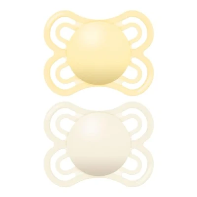 Abbildung von MAM Perfect S196 Schnuller Set mit Sauger aus ultraweichem Silikon, für Babys ab 0 Monaten, selbststerilisierbarer Box, neutral, 2 teiliges