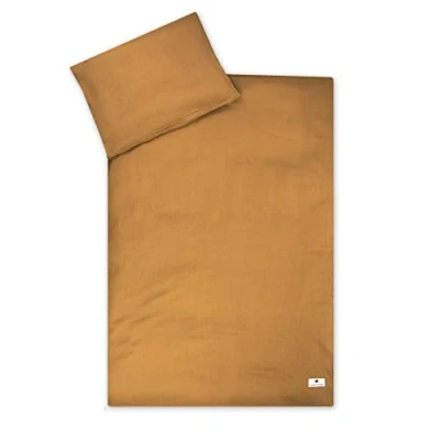 Abbildung von Julius Zöllner Musselin Kinderbettwäsche 100x135 + 40x60 cm, 2 teiliges Set aus Deckenbezug und Kissenbezug, 100 Prozent Baumwoll Musselin, mit Reißverschluss, Standard by Oeko TEX, Zimt
