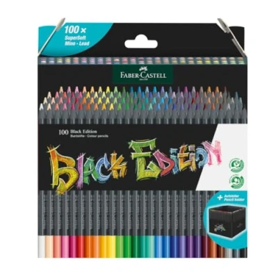 Abbildung von FABER CASTELL 116411 Buntstifte Black Edition, 100er Kartonetui, bruchsicher, für Kinder und Erwachsene