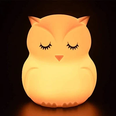 Abbildung von Tekemai Nachtlicht, Nachttischlampe für Kinder/Erwachsene, Babyzimmerlampe zum Stillen, sicher, bruchsicher, augenschonend, einstellbare Helligkeit &amp; Farbe, Touch Steuerung + Fernbedienung Eule