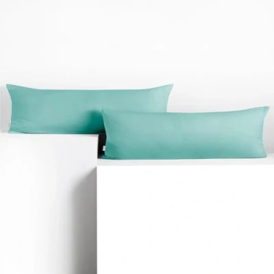 Abbildung von DecoKing 2 Kissenbezüge 40x200 cm Jersey 100% gekämmte Baumwolle Reißverschluss helltürkis Amber
